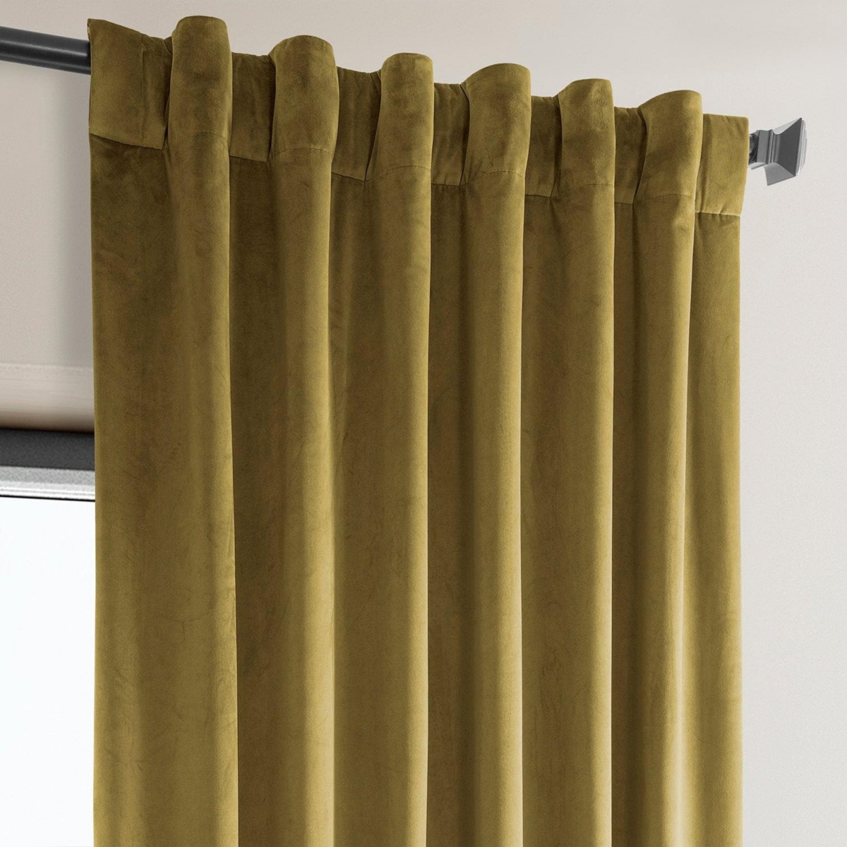 Half Price Drapes Heritage Plush Velvet Room Darkening Curtain In Green