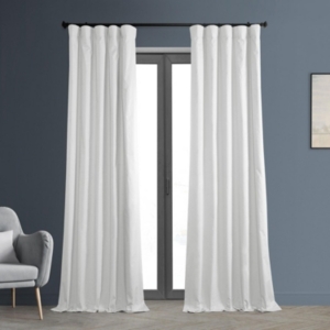 Exclusive Fabrics & Furnishings Whisper White Solid Cotton Hotel Blackout Curtain In White