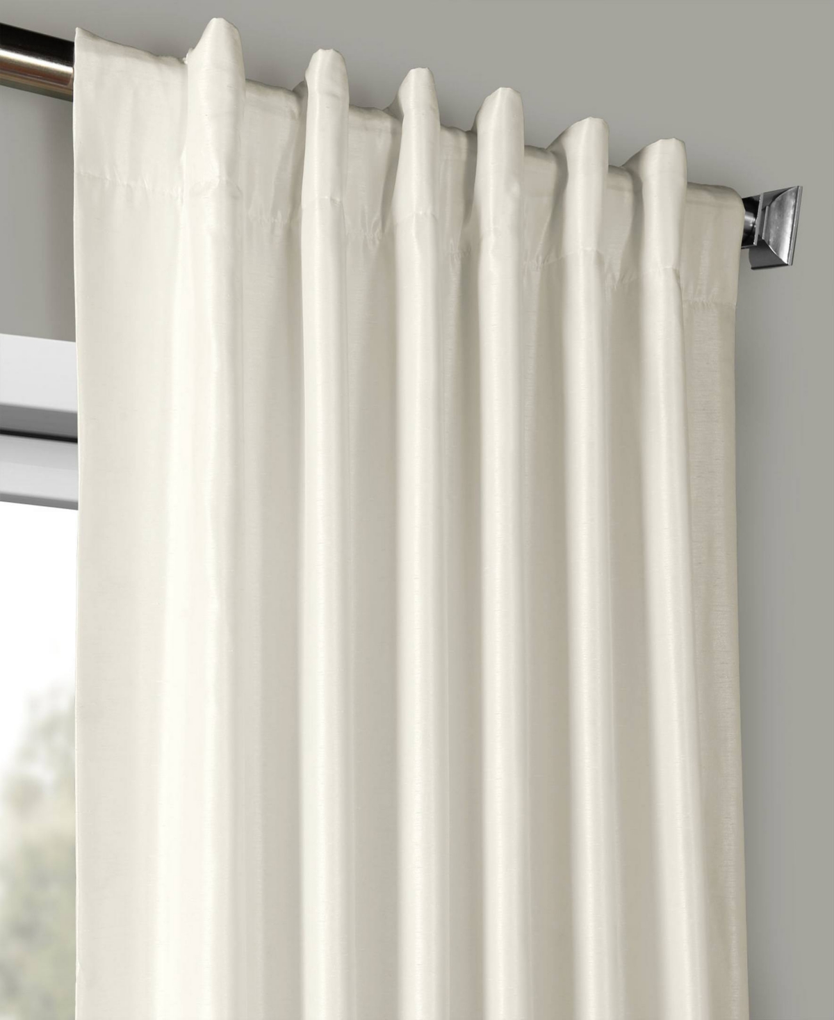 Half Price Drapes Off White Vintage Textured Faux Dupioni Silk Curtain In White