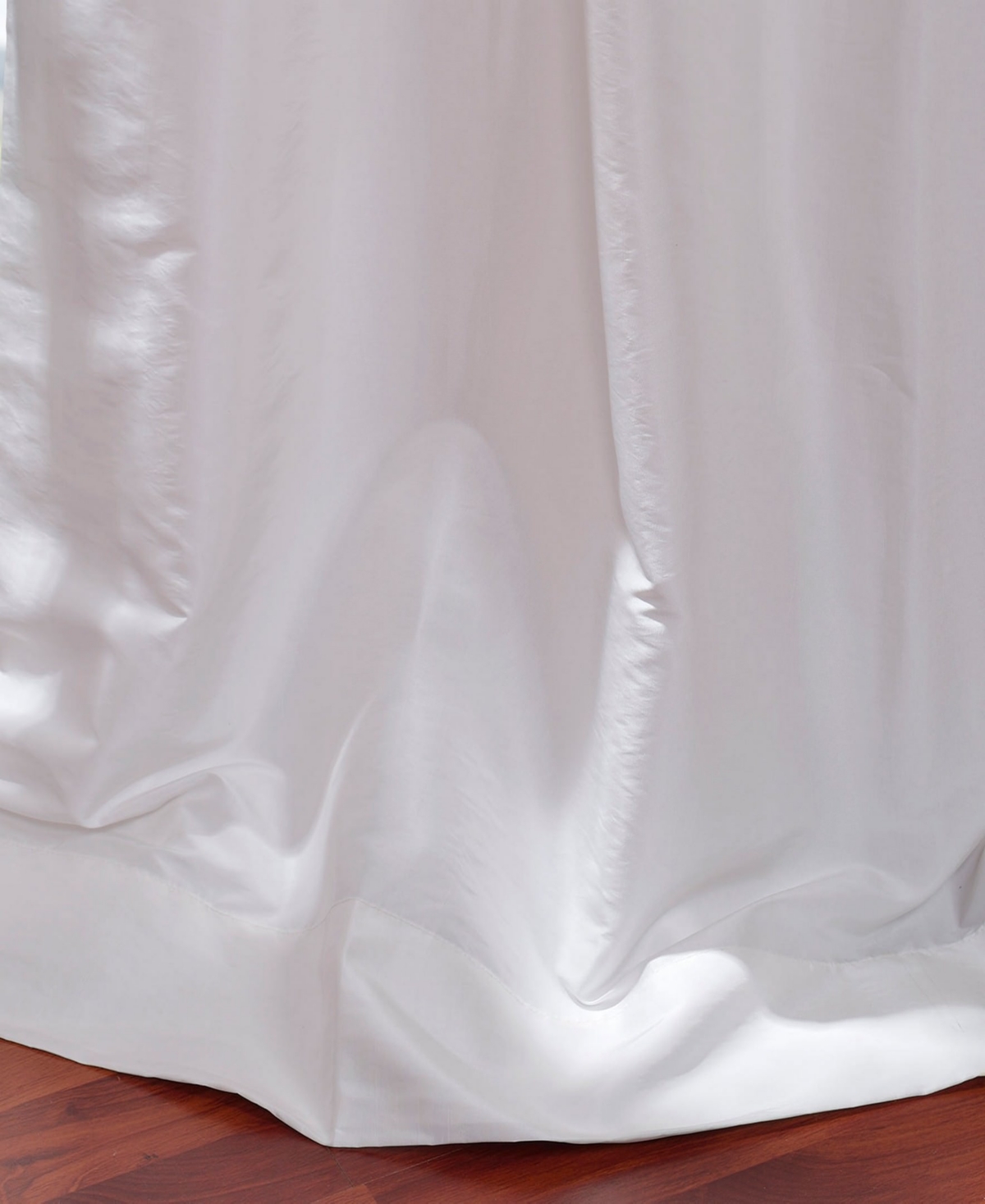 Half Price Drapes Eggshell Ruched Solid Faux Silk Taffeta Room Darkening Curtain In White