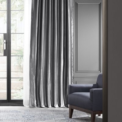 Platinum Faux Silk Taffeta Blackout Curtain