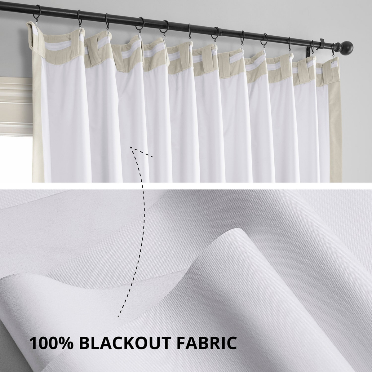 Half Price Drapes Warm Off White Signature Extra Wide Velvet Blackout Curtain In Cream