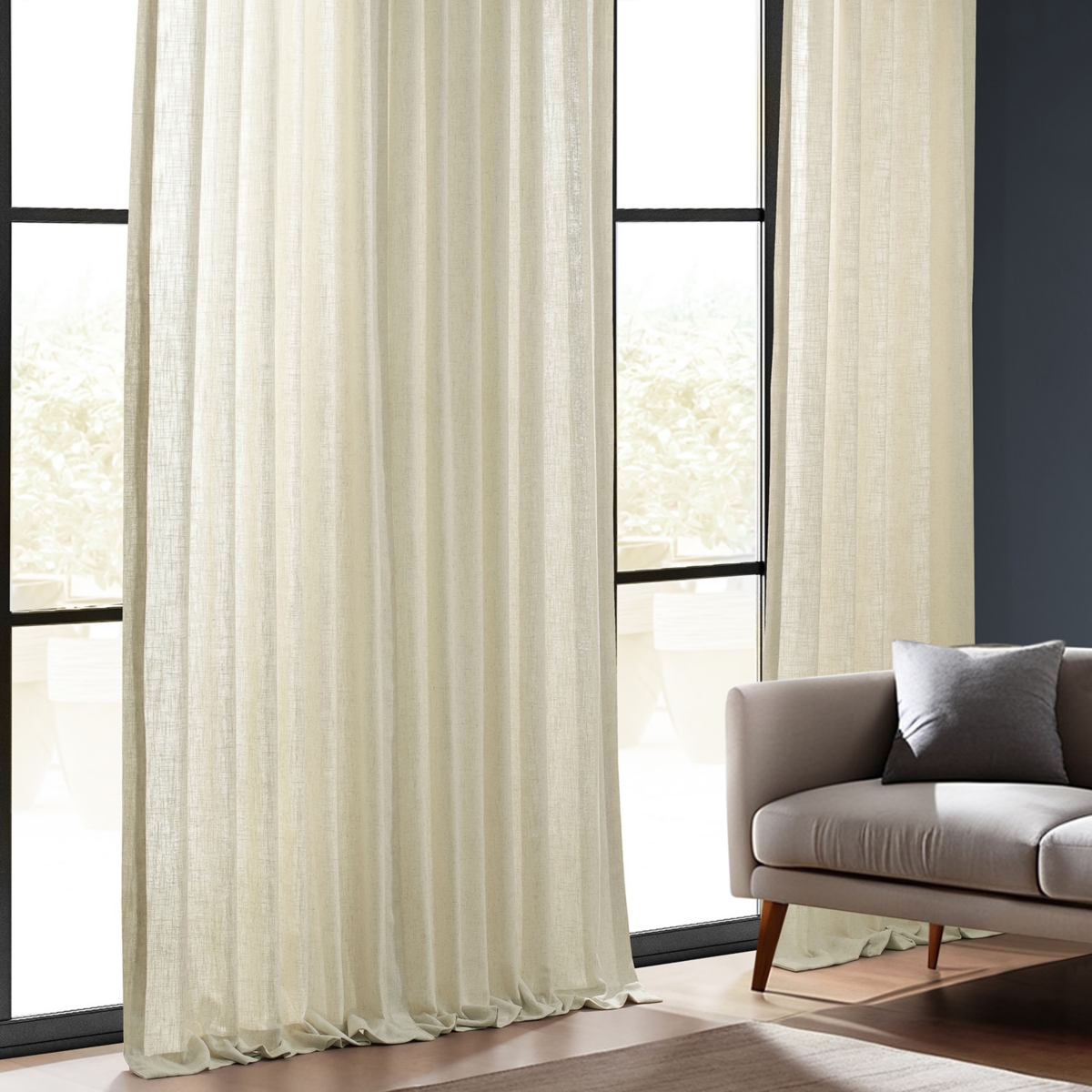 Half Price Drapes Barley Heavy Faux Linen Curtain