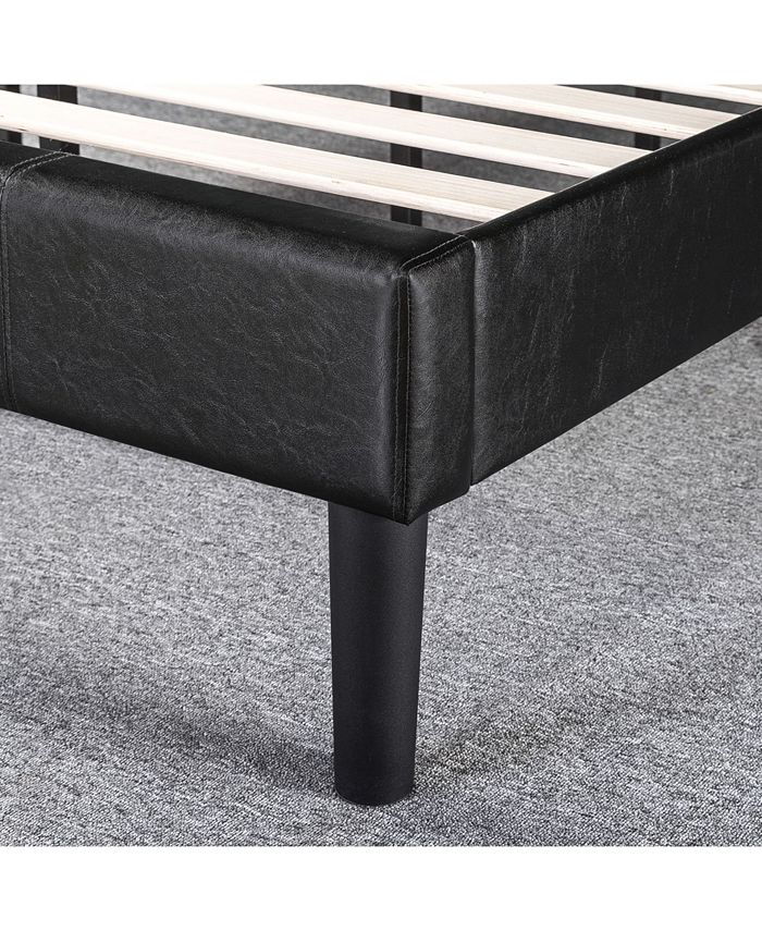 Zinus Gerard Deluxe Faux Leather Upholstered Platform Bed / Wood Slat