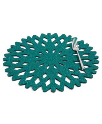 The Cellar - Green Glitter Snowflake Placemat