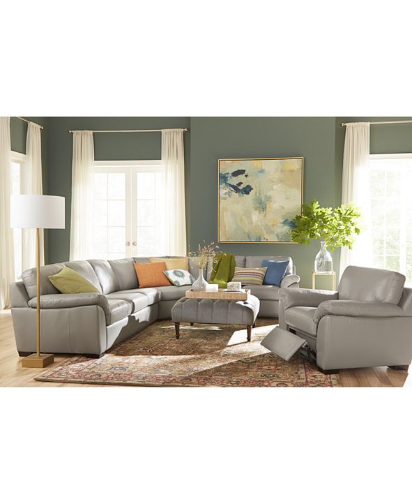 Furniture Lothan 87&quot; Leather Sofa with 3 Cushions, Created for Macy&#39;s & Reviews - Furniture - Macy&#39;s