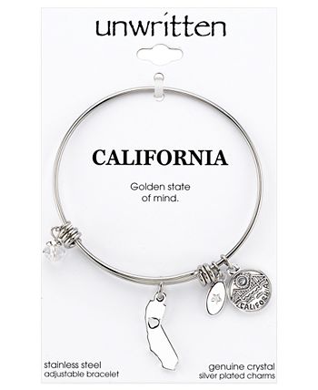 Unwritten - California State Adjustable Bangle Bracelet in Stainless Steel