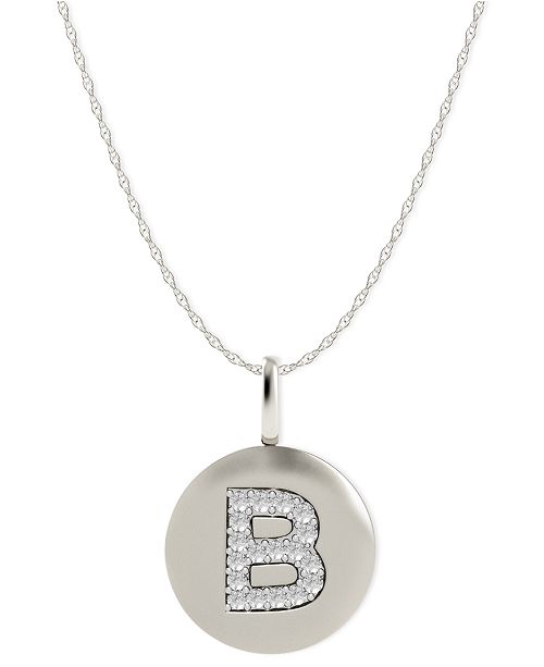 Macy S 14k White Gold Necklace Diamond Accent Letter B Disk Pendant Reviews Necklaces Jewelry Watches Macy S