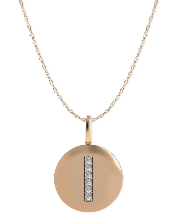 Macy's - 14k Rose Gold Necklace, Diamond Accent Letter I Disk Pendant