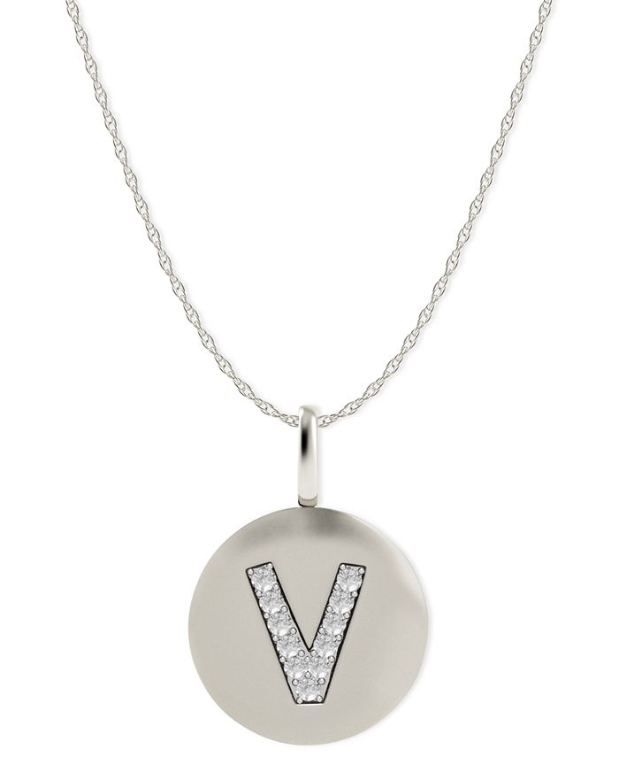 Letter V Pendant Necklace in Silver