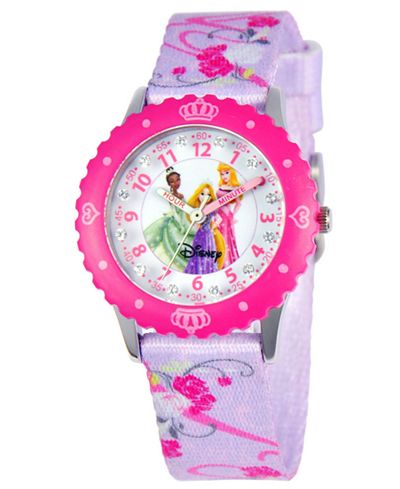 Disney Watch, Kid's Glitz Princess Time Teacher Purple Printed Nylon Strap 31mm W000386