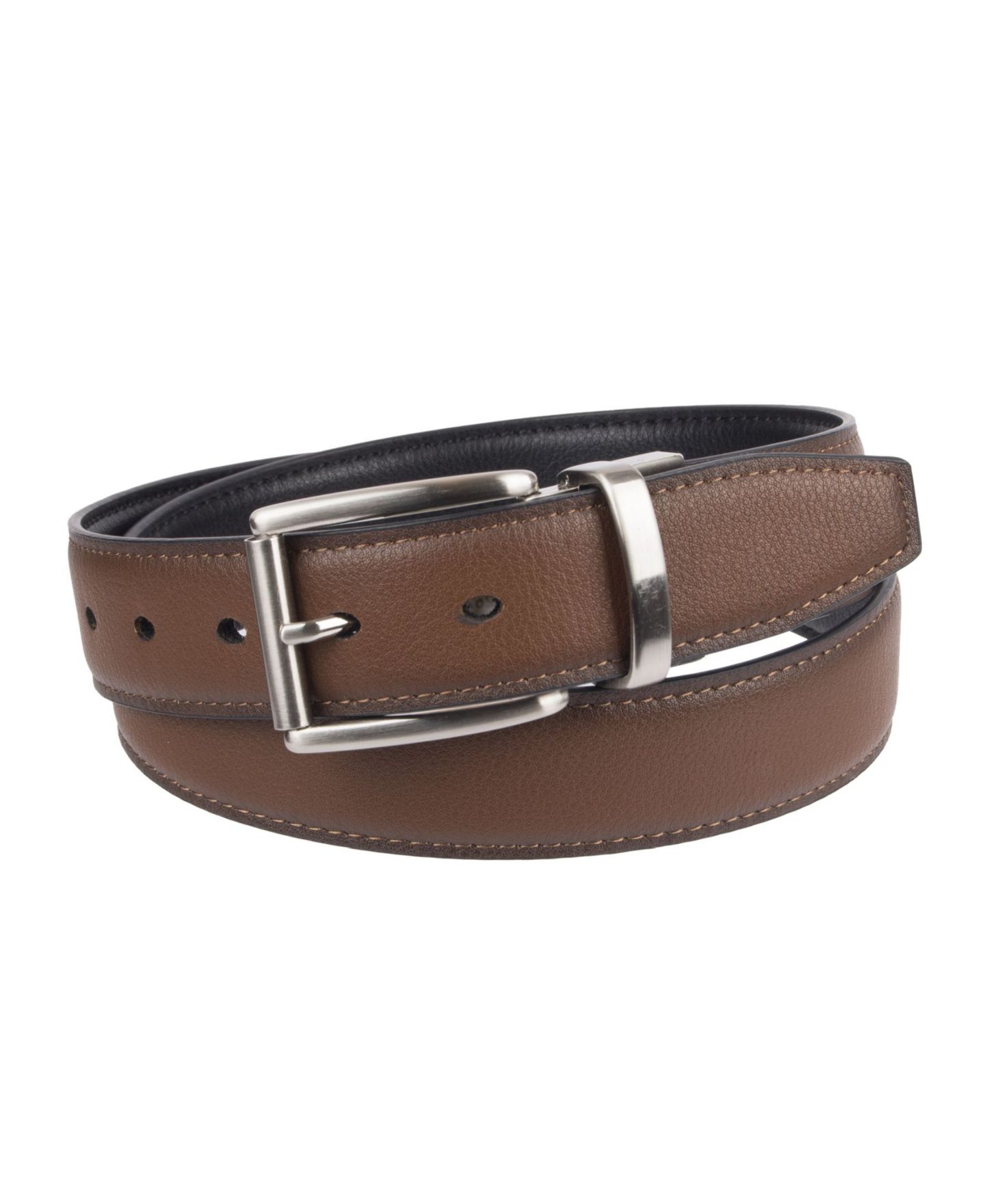 Мужской ремень Dockers Reversible Dress Belt with Comfort Stretch, цвет: Чёрный / Коньячный — фото 3