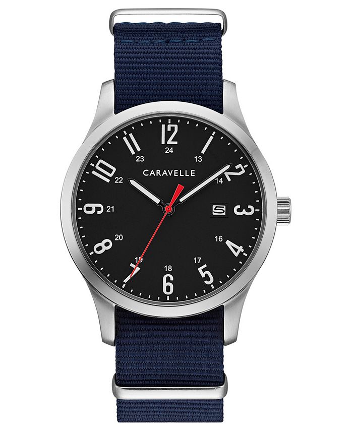 Caravelle - Men's Blue Nylon Strap Watch 40mm