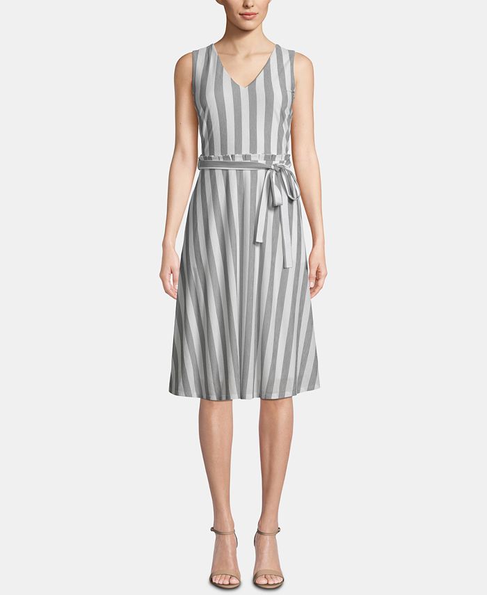 ECI Striped Belted-Waist Dress - Macy's