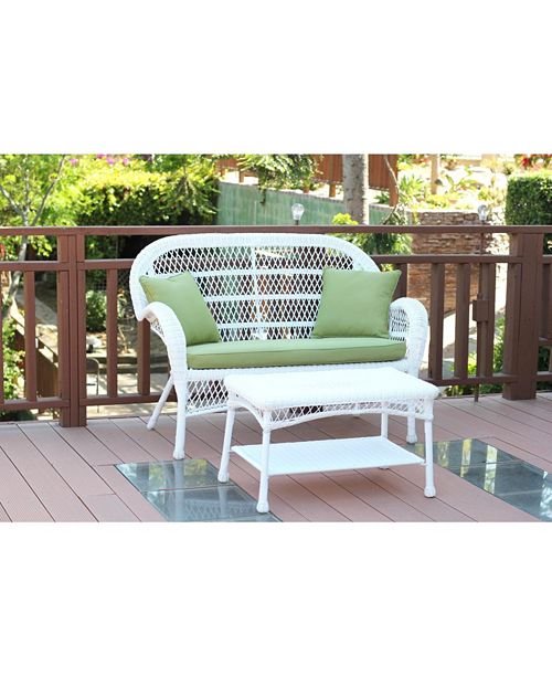 Jeco Santa Maria Wicker Patio Love Seat And Coffee Table Set With Cushion Over Max Reviews Furniture Macy S