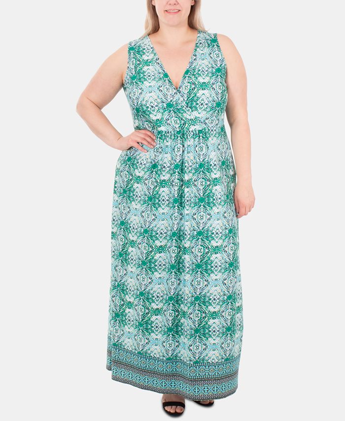 NY Collection Plus Size Empire-Waist Maxi Dress - Macy's