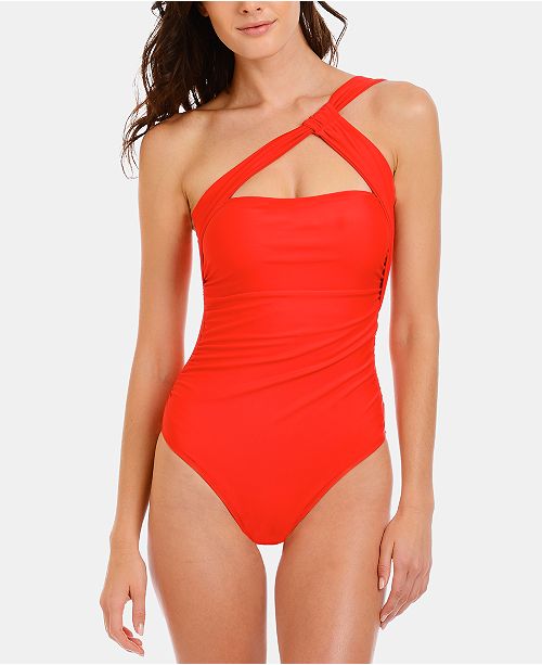 Rachel Rachel Roy Solid Ruched One Shoulder One Piece