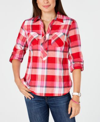 tommy hilfiger womens flannel shirt