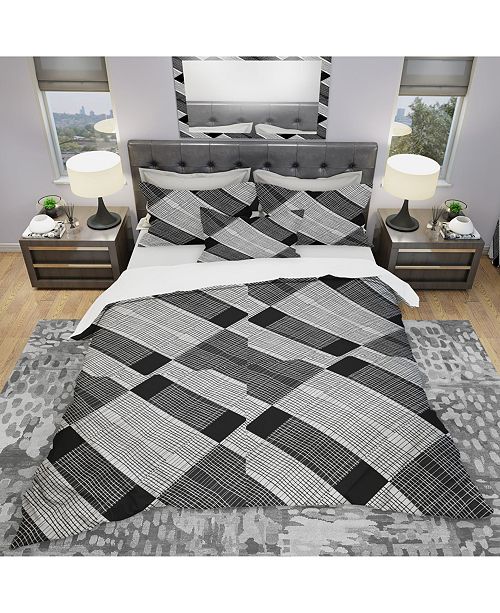Design Art Designart Black And White Check Stipes Pattern Modern
