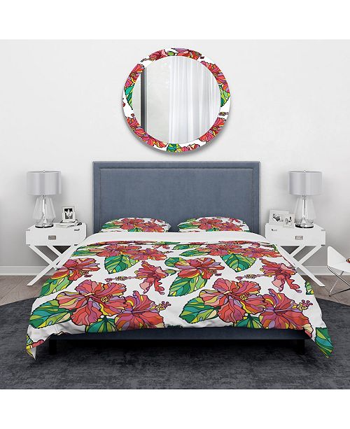 Design Art Designart Hibiscuses Floral Pattern Tropical Duvet