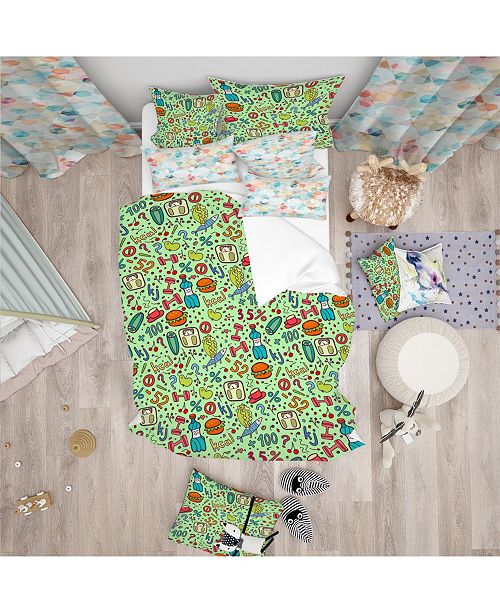 Design Art Designart Diet Green Pattern Modern Kids Duvet Cover