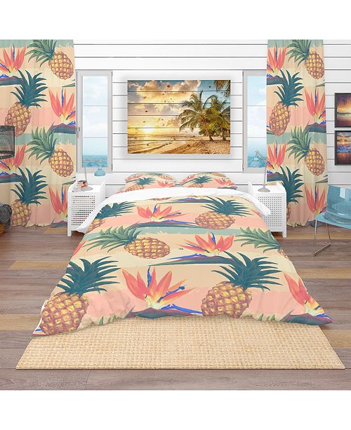 Design Art Designart Tropical Exotic Flowers And Pineapple
