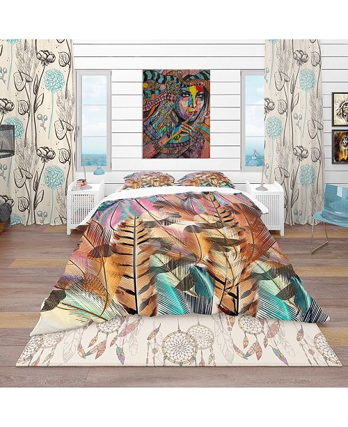 Design Art Designart Tiger Patterned Boheman Feathers