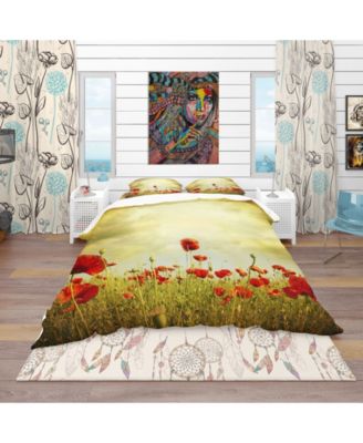 Design Art Designart Red Poppies On Grunge Background Vintage