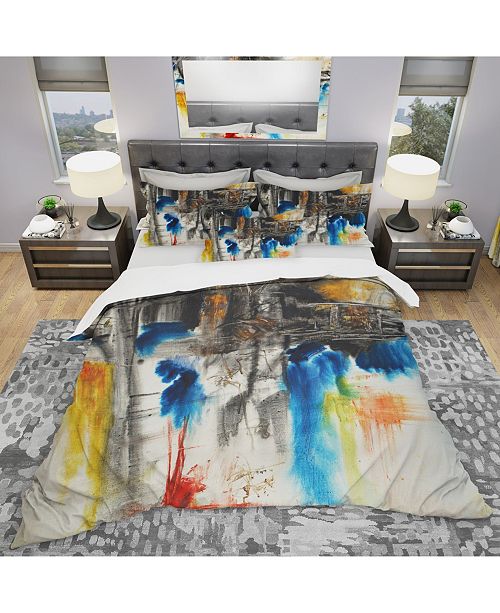 Black Blue And Yellow Pattern Modern And Contemporary Duvet