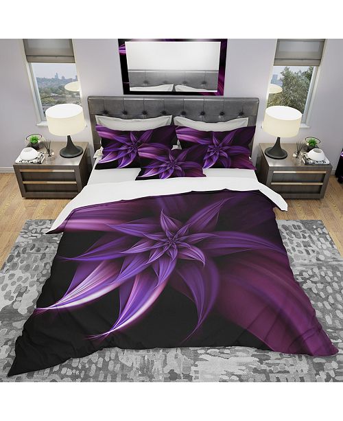 Fractal Flower Purple Modern And Contemporary Duvet Cover Set