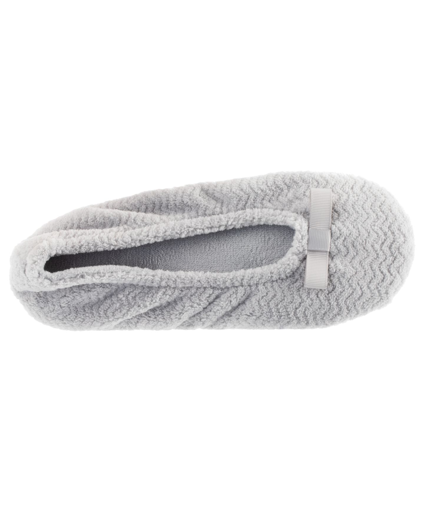 Женские тапочки Isotoner Signature Chevron Micro Terry Ballerina Slipper, цвет: Светлый серый — фото 4