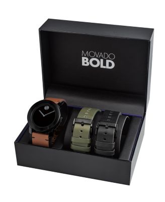 Movado Men's Swiss Bold Cognac Colorado Leather Strap Watch Gift