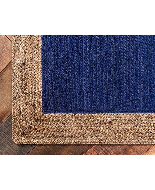 Bridgeport Home Braided Jute A Bja4 Navy Blue 5 X 8 Area Rug