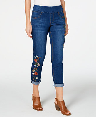 Style & Co Ella Embroidered Boyfriend Jeans, Created for Macy's ...