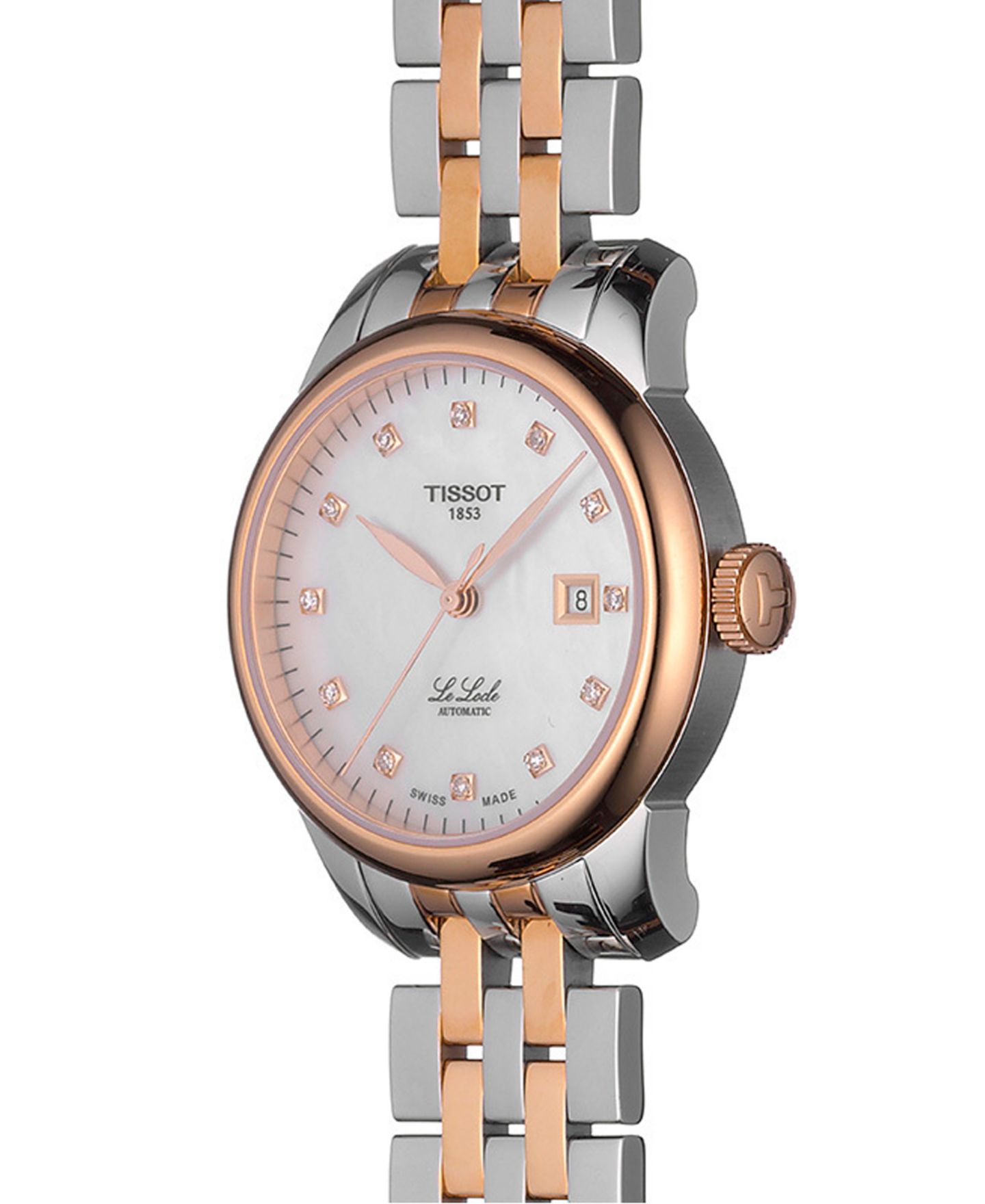 Женские часы Tissot Swiss Automatic Le Locle Diamond-Accent Two-Tone Stainless Steel Bracelet Watch 29mm — фото 4