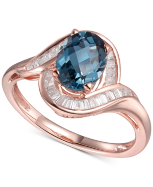 image of London Blue Topaz (1-3/8 ct. t.w.) & Diamond (1/4 ct. t.w.) Swirl Ring in 14k Rose Gold
