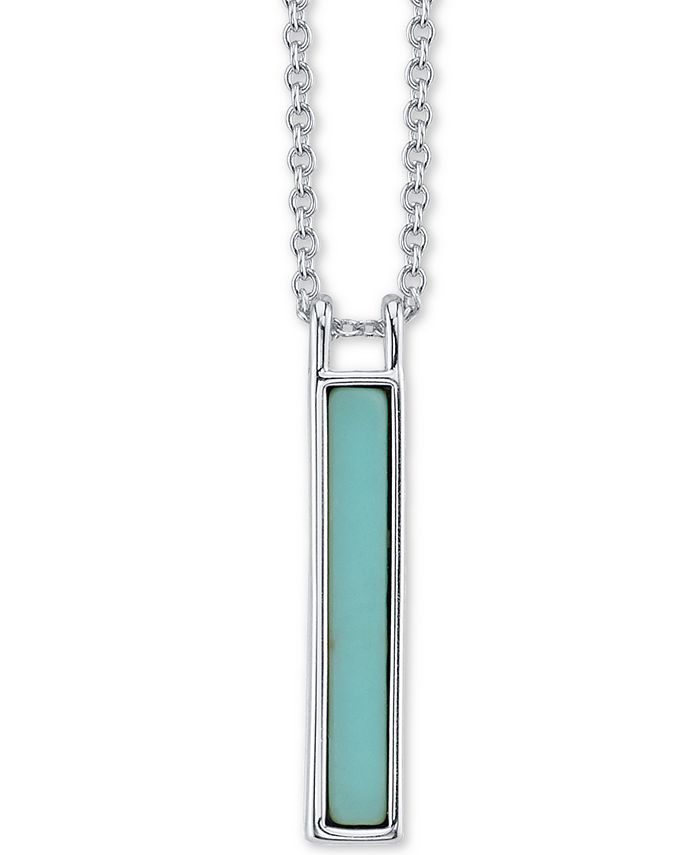 Asymmetric Turquoise Gemstone Sterling Silver 16inch Y Pendant Necklace