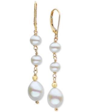 image of Effy Cultured Freshwater Pearl (5-1/2 & 8mm) Drop Earrings in 14k Gold