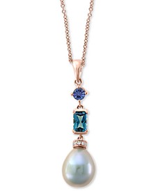 EFFY® Multi-Gemstone & Diamond Accent 18" Pendant Necklace in 14k Rose Gold