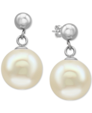 image of Effy Cultured Freshwater Pearl (9mm) Drop Earrings in 14k White Gold