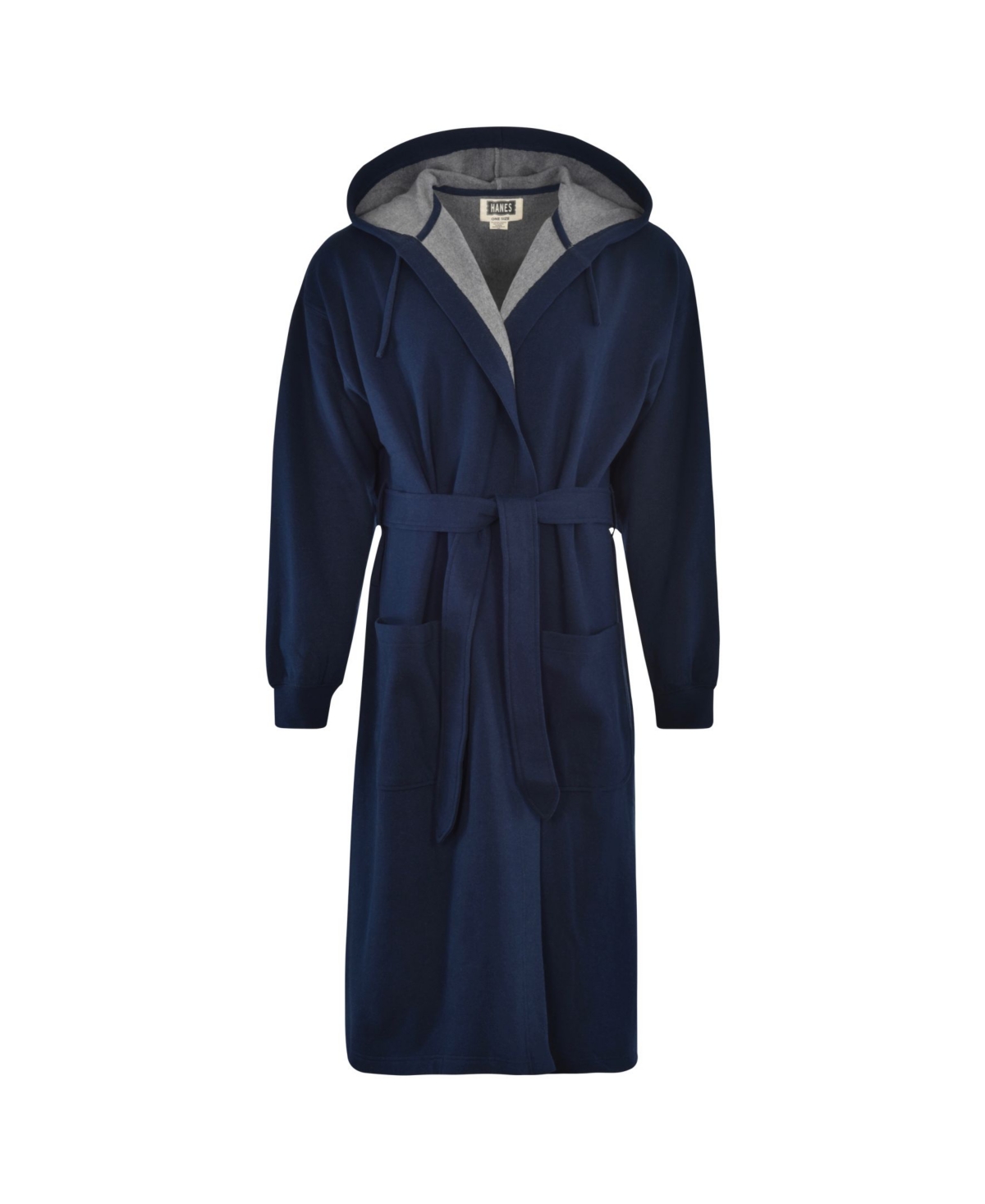 Hanes 1901 Men's Athletic Hooded Fleece Robe - Navy
