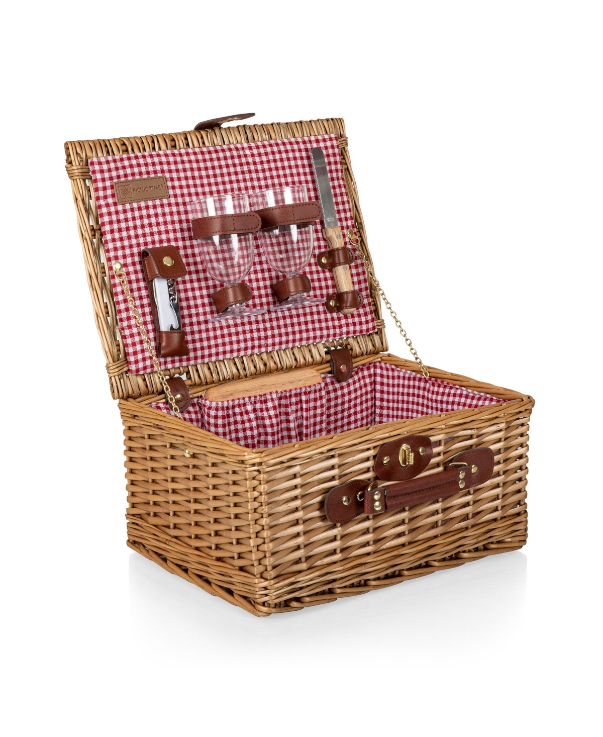 Classic Wine and Cheese Basket - Red And White Check