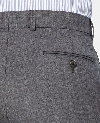 Lauren Ralph Lauren - Men's Classic-Fit UltraFlex Stretch Gray Sharkskin Pleated Suit Pants