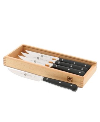 J.A. Henckels Porterhouse 4-Pc. Steak Knife Set with Beechwood Box 