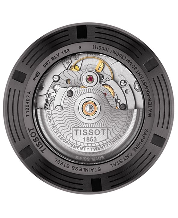 Tissot Men's Swiss Automatic SeaStar Black Rubber Strap Diver Watch ...