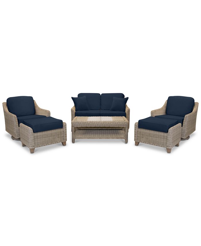 Furniture Willough Wicker Outdoor 6Pc. Set (1 Loveseat, 2 Swivel Gliders, 1 Coffee Table & 2