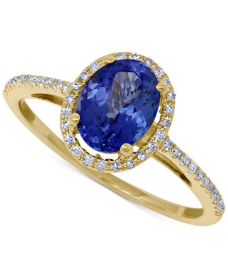 Macy's - Tanzanite (1-1/5 ct. t.w.) & Diamond (1/6 ct. t.w.) Statement Ring in 14k Gold