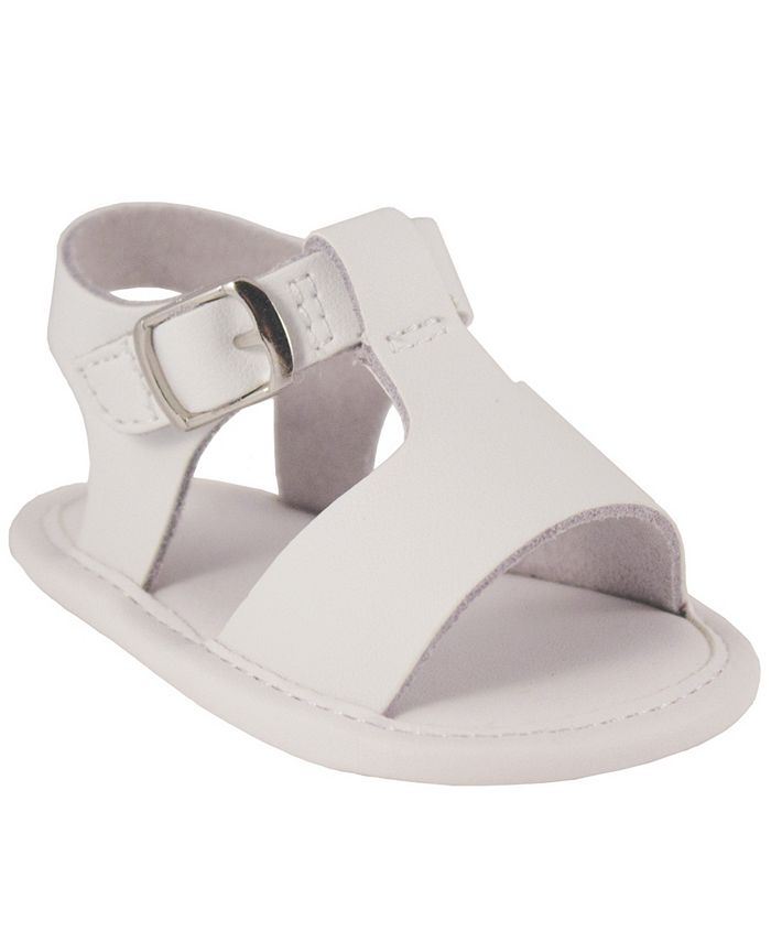 Baby Deer Girls White T Strap Buckle Soft Sole Leather Sandals 1 Baby