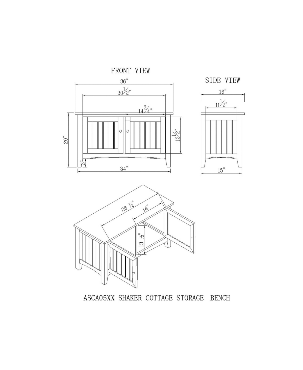 Shaker Cottage Tray Shelf Coat Hook with Cabinet Bench Set