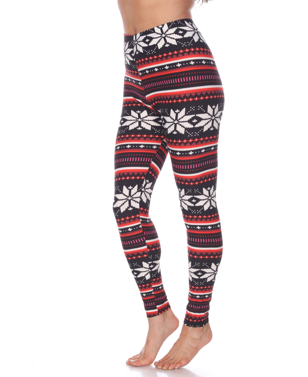 White Mark Women's One Size Fits Most Printed Leggings In Black,red,white